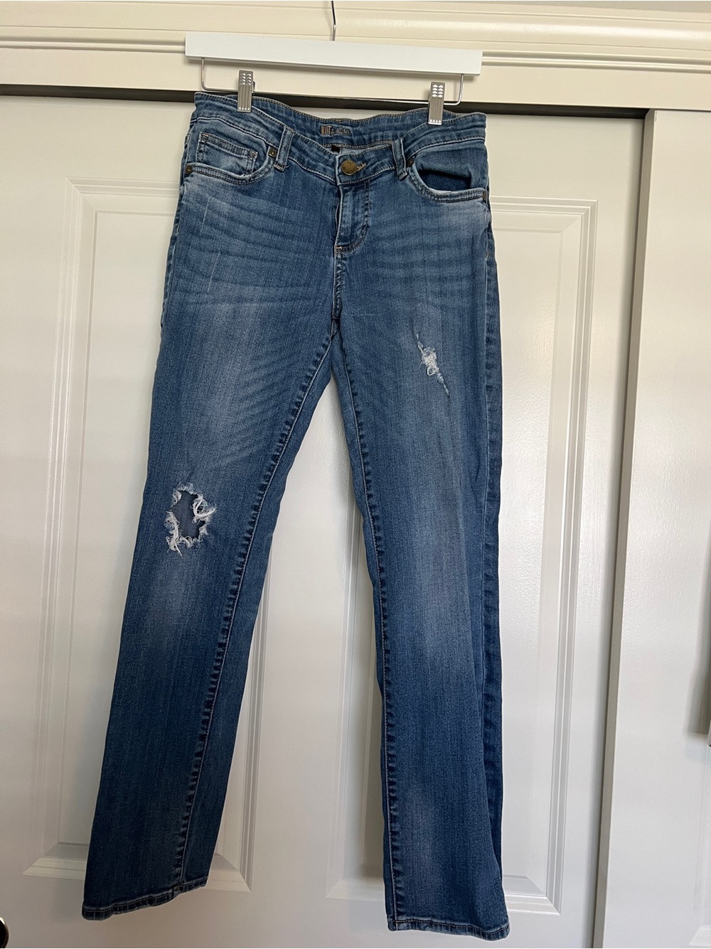 Kut from the Kloth Blue Straight Leg Distressed Jeans
